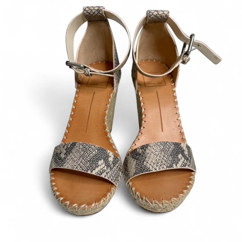 Dolce Vita Snake Print Espadrille Wedge Sandals Ankle Strap Boho Summer Brazil‎